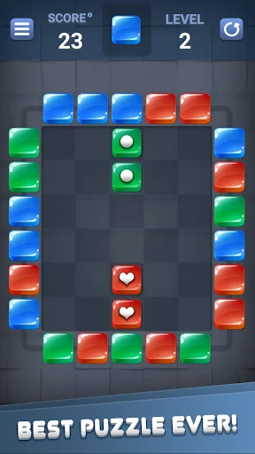 Block Out best puzzle game level 2 screenshot with colorful block arrangement and score tracking interface