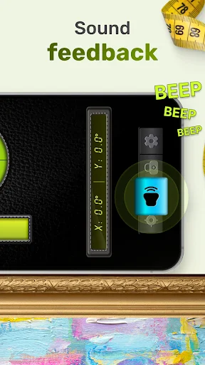 Bubble Level app with speaker icon and beep sound feedback alerts when detecting level surfaces