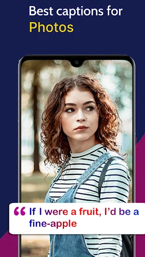 Instagram caption app showing portrait photo with funny quote overlay for social media posting
