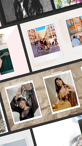 Fashion and lifestyle photo carousel templates with portrait and street photography in grid layout