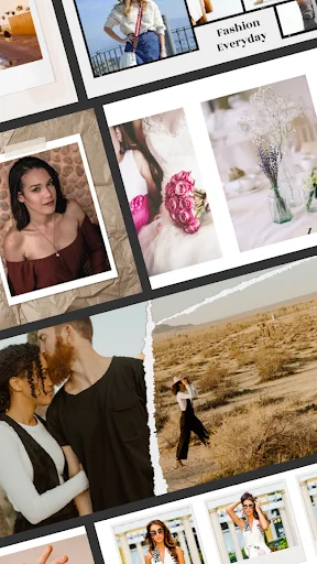 Mixed lifestyle carousel templates showing fashion, floral, and outdoor photography in creative layouts