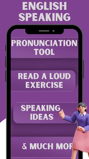 English Speaking app featuring pronunciation tool, read aloud exercises, and speaking ideas for English fluency