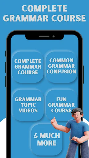Complete Grammar Course app featuring grammar lessons, common confusion, and fun grammar learning activities