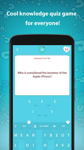 Apple iPhone inventor scrambled letter puzzle quiz asking users to unscramble letters to find the answer