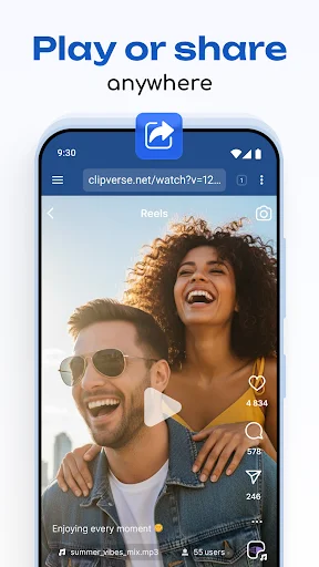 Downloaded video file displayed ready to play, share, or view on any social media or communication platform