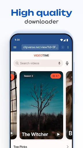 High quality video downloader supporting streaming platforms with search functionality and quality selection options available