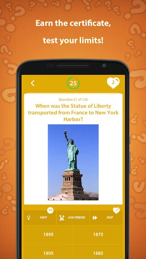 World history quiz question about Statue of Liberty transportation with year multiple choice answer options