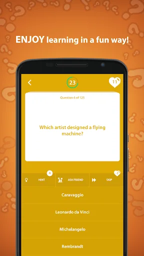 History trivia quiz question asking which Renaissance artist designed flying machine with four painter name options to select