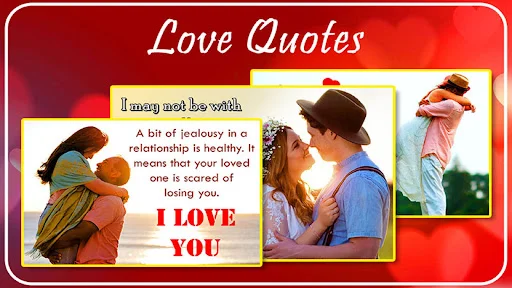 Love Quotes feature displaying romantic quotations, relationship messages, and inspirational couple images