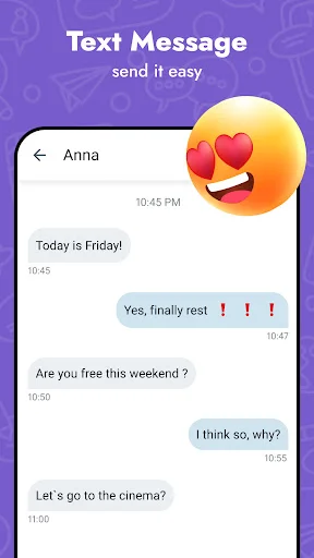 Messages SMS texting app chat interface with Anna showing text conversation and emoji reactions