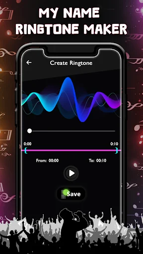 Audio editor with waveform visualization and trim controls for MP3 ringtone cutter