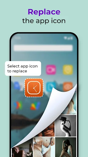 Photo Lock app home screen with customizable app icon replacement feature for disguised privacy protection
