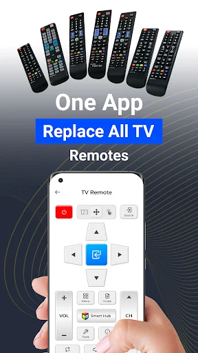 One App Replace All TV Remotes: Universal smart TV remote app replacing multiple physical remotes
