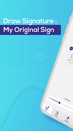 Draw signature interface titled My Original Sign with blank canvas for creating handwritten signatures