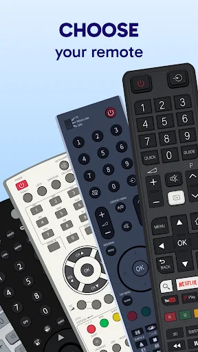 Multiple Toshiba TV remote control options displayed with text 'Choose your remote' for model selection